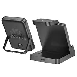 Портативний ЗП Power Bank + зарядная станция Hoco J149 Victory 3in1 magnetic з БЗП 5000 mAh Black - мініатюра 2