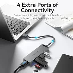 Хаб USB Vention3.0 -> 4xUSB-A 3.0 5Gbps Black (CHLBB-SCB) - мініатюра 3