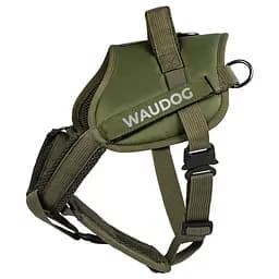 Шлея для службових собак Waudog PRO-2 світловідбивна металевий фастекс S В 44-60 см хакі - мініатюра 2
