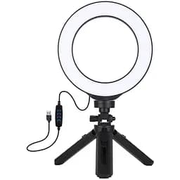 Кольцевая USB LED лампа Puluz PKT3059B 6.2"+ настольный штатив