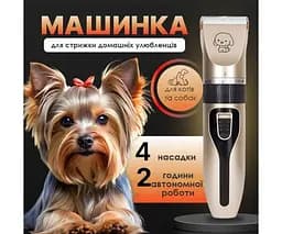 MiaoQuanji, Машинка для стрижки тварин, акумуляторна, золотиста, з насадками - мініатюра 2