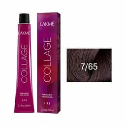 Перманентная краска для волос Lakme Collage Creme Hair Color тон 7/65 (махагон каштановый средний блондин) 60 мл