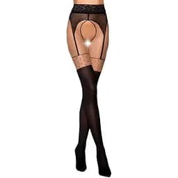 Еротичні колготки Tiopen 003 nero (20/40 den) - Passion імітація панчох та пояса 1/2