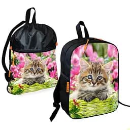 Шкільний рюкзак дитячий з кошеням + Сумка для взуття спортивної форми рюкзак-мішок для хлопчика (01700)