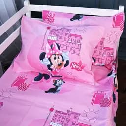 Простирадло Mirson на резинці Kids Time 17-0703 Hello Minnie 60х120 см бязь рожеве (2200010502855)