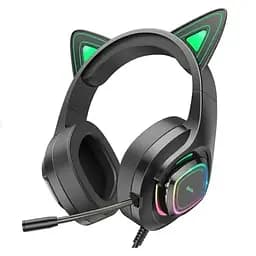 Навушники Hoco W107 Cute cat luminous cat ear gaming headphones Elf cat