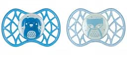 Силиконовая ортодонтическая пустышка Nuvita Air55 Explorer Собачка и Лис, светится в темноте, 6-12 мес., 2 шт. (NV7086GM)