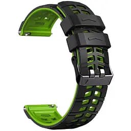 Ремешок силиконовый Tamister для часов Sport 2 черный с зеленым 22 мм