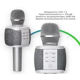 Караоке мікрофон Tosing XR-27 портативний бездротовий 2 в 1 функція Bluetooth колонки + режим фонограми  сірий (XR-27_1340) - мініатюра 4