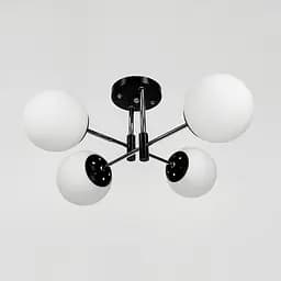 Люстра стельова на 4 білих плафони Ø 50 см | Арт. 91177/4 CH+BK+WT | Line F