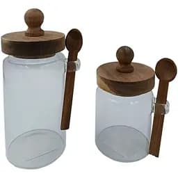 Ємність Vittora скляна з дерев'яною кришкою та ложкою 470 мл (136101)