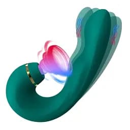 Вібратор I’MCUM Emerald Kiss з функцією лизання, вібрації та вакуумної стимуляції Смарагдовий (IM-KXY502)