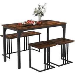 Комплект Costway Decima обеденный стол со стульями в стиле Loft коричневый