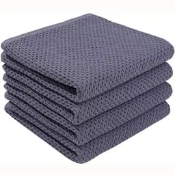 Набір кухонних вафельних рушників зі 100% бавовни 34*74 см 4 шт Сірий - М’які Суперпоглинаючі