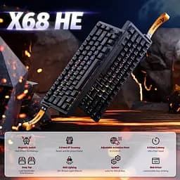 Ігрова магнітна клавіатура Attack Shark X68 / Дротове підключення / Magnetic Switch / Black - мініатюра 3