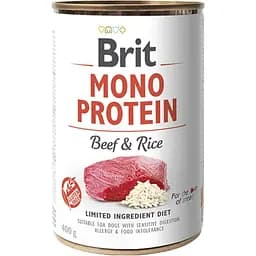Монопротеиновый влажный корм для собак с чувствительным пищеварением Brit Mono Protein Beef & Rice с говядиной и рисом 400 г