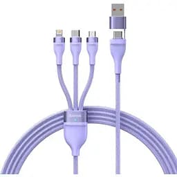 Кабель Baseus Flash Series II Two-for-three Charging Cable U+C to M+L+C 100W 1.2 м Purple