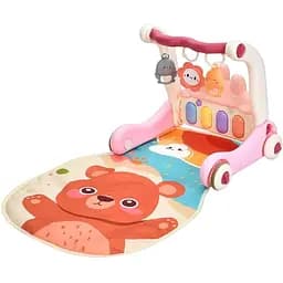 Дитяча каталка-ходунки 997-68A-B з музикою, світлом, трьома брязкальцями та килимком, рожева
