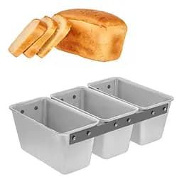 Форма потрійна хлібна для випікання стандартного "соціального" хліба цеглинки Л7 алюміній (36х21х11 см), Полімет 81320