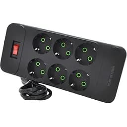 Мережевий фільтр подовжувач Voltronic F-33 6 розеток EU 2 м 3х0.75 мм 2500W Black