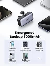 УМБ Ugreen 5000mAh 22,5W USB-C In/Out, with build-in Type-C connector (PB503) сірий - мініатюра 6