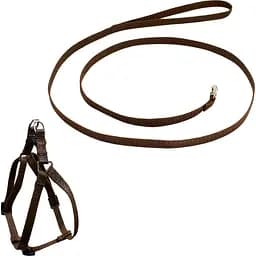 Комплект капроновый Lucky Pet: шлея 24-28х38-46х1 см + поводок, коричневый