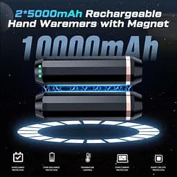 EnjoyNest C306 Перезаряджувані грілки для рук, грілки для рук 3-в-1, багаторазові, 10 000 мАг, з 2 зовнішніми батареями - мініатюра 5