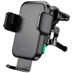 Автотримач Hoco HW110 Jenny Air Outlet із бездротовою зарядкою Black [118741]