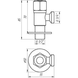 Кран кульовий кутовий Q Professional 1/2″х3/4″ NV-QP888 000017671 - мініатюра 3