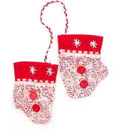 Ялинкова іграшка м'яка Рукавички Jin Yu Long Craft Factory 20 см червоний з білим в асортименті (430314-2)