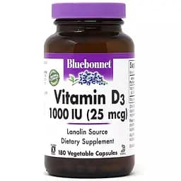 Витамин D3 Bluebonnet Nutrition 25 мкг 180 вегетарианских капсул