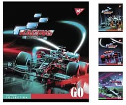Зошити учнівські 48 аркушів клітинка Yes Racing championship з матовим ВДЛ, вибірковим УФ-лаком і мікроембосингом, 5 шт. в упаковці
