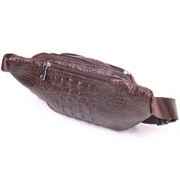 Модна поясна сумка з натуральної шкіри з фактурою під крокодила 21298 Vintage коричнева - мініатюра 2