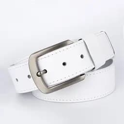 Ремень мужской кожаный SF-4002 белый под джинсы (130 см)