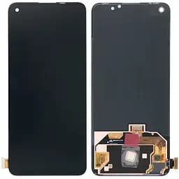 Дисплей Oppo Reno 5 /6 /Realme GT 5G /GT Master /OnePlus Nord CE 5G /Nord 2 5G чорний, Amoled, оригінал PRC переклеєне скло, p/n: AMS643YE04