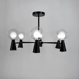 Чорна люстра ABELINA з 6-ма подвійними плафонами на 2 джерела світла Line.F YG 8006/6+6 BK