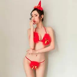 Еротичний комплект з ковпачком святковий XS/S червоний K000774