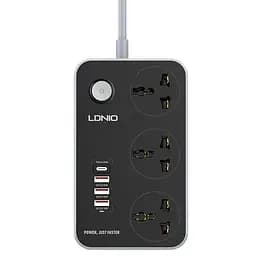 Сетевой удленитель-фильтр LDNIO SC3412 POWER (3 х розетки 3 х USB) черный