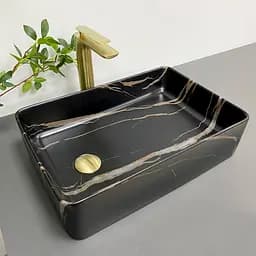 Умивальник VBI Velletri black stone matt накладний VBI-015902, Чорний матовий - мініатюра 5