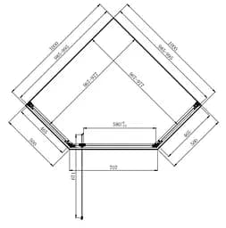 Душова кабіна Dusel DL197H Chrome 1000x1000x1900, Хром, Універсальна, прозорий, хром, 100x100 - мініатюра 2