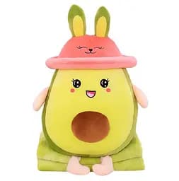 Детский набор Авокадо в шапке, плед зеленый, мягкая игрушка 60 см с пледом 1,00 x 1,70 м