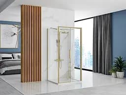 Душова кабіна Rea Rapid Slide 100x100 brushed gold пристінна REA-KPL-04709, Золотий, Універсальна, прозорий, золотий - мініатюра 2