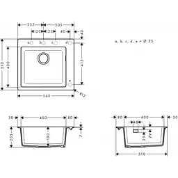 Кухонна мийка Hansgrohe S451 S510-F450 560x510 Graphiteblack 43312170, Чорний - мініатюра 4