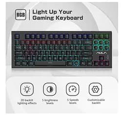 Клавіатура ігрова механічна Aula Mechanical F-3032 Black keycaps + 21 Yellow keys KRGD Red - мініатюра 3