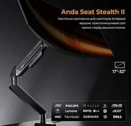 Кронштейн настольный для монитора 17-32 дюйма Anda Seat ADWA6D1SBO Stealth II Black-Orange - мініатюра 7
