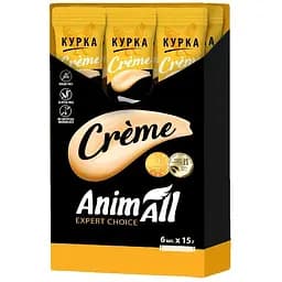 Ласощі AnimAll Сrème для котів, зі смаком курки, 6×15 г