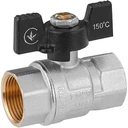 Кран кульовий Kroner 3/4" ВВ PN40 метелик, нікельований (CV033209)