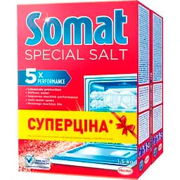 Набір солі для миття посуду в посудомийній машині Somat Duo 3-ї дії 1.5+1.5 кг