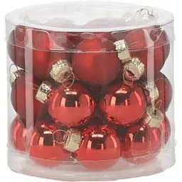 Комплект ялинкових кульок Chomik скляні 2.5 см червоні 24 шт. (BOZ2126)