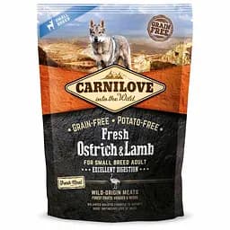 Сухий корм для дорослих собак малих порід Carnilove Fresh Ostrich & Lamb for Small Breed Dogs з м'ясом страуса і ягняти 1.5 кг